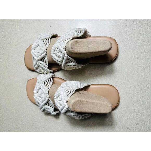 Torrid Women's BOHO Macrame Double Band Slide Sandals Double Wide Size 10WW - Picture 2 of 5